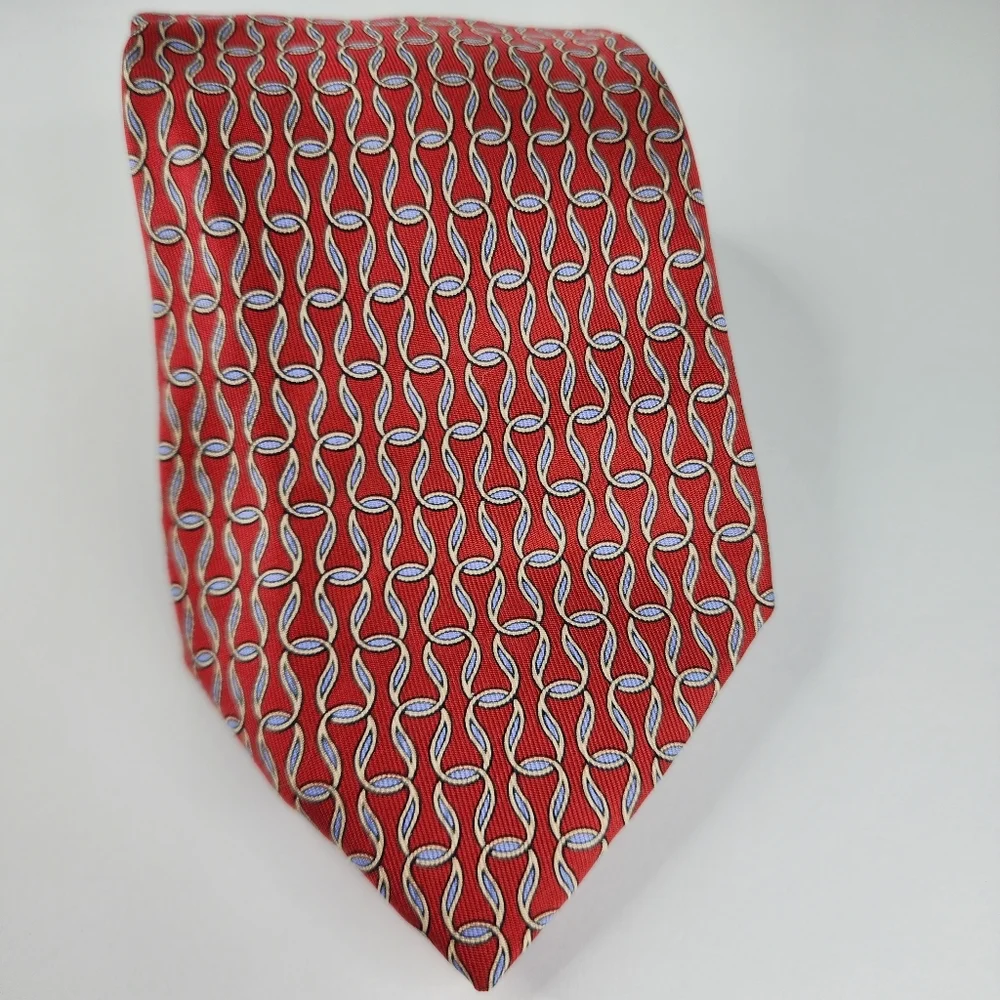 HERMES Red & Blue Silk Tie.